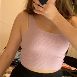 Lavender Ribbed Cropped Tank Top